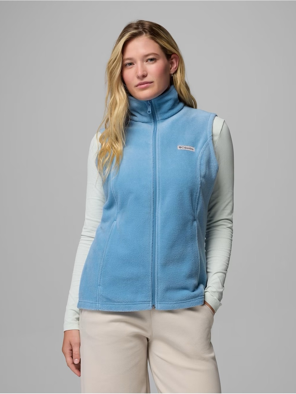 Columbia Light Blue Fleece Full-Zip Vest - Size M